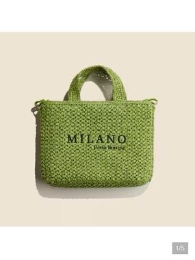 Milano Green Woven Tote Bag